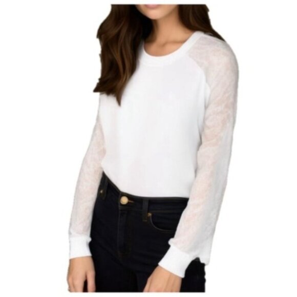 Chloe Small Lace Sleeve Blouse 100% Cotton Optic White NWT MSRP $1,051 - Picture 2 of 6